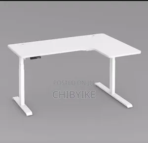 Adjustable Table 1.6m L Shape White