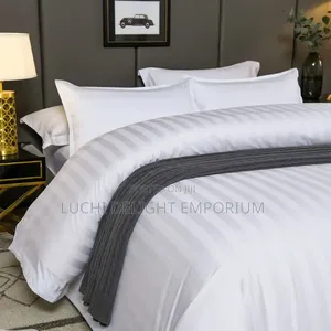 100% Cotton Hotel Plain Stripe Duvet Set