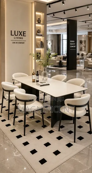 Premium 6-Seater Modern Dining Table Set – Luxury White Marble Design