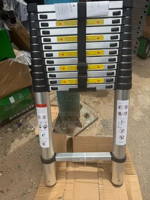 5m Alimunium Telescopic Ladder 16.5ft 14 Steps With Stabilizer Bar