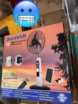 Duravolt 18" 4in1 Rechargeable Fan With Solar Panel and 2bulbs