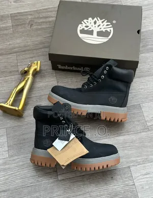 Charcoal Black and Brown Leather Timberland Boot