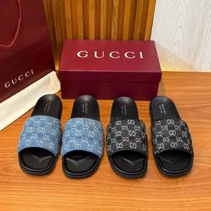 Ss25 Gucci Gg-Printed Suede Slide Sandals