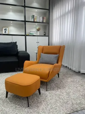 Executive Accent Chair With Footrest With Throw Pillow