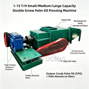 Double Screw Palm Oil Press Automatic Screw Process Palm Oil Machine