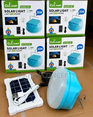 Cclamp 30w Solar Rechargeable Lamp With Panel Usb-C Fast Charge