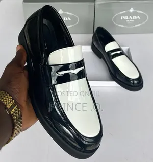 Prada Wet Lips Black and White Leather Shoes