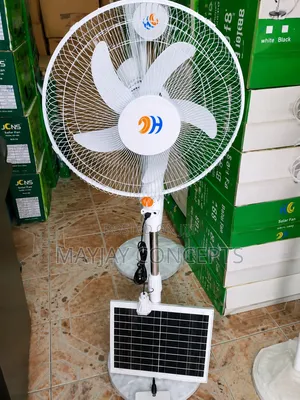 Holygrace 16" Solar-Rechargeable Standing Fan With Solar Panel|Bulb
