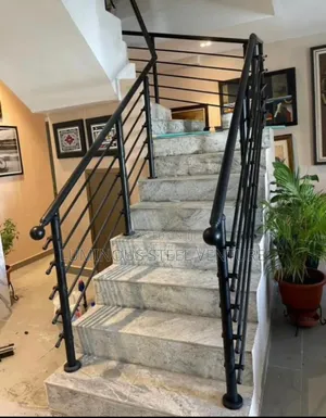 Staircase Black Rail Made With Black Steel Pipe 304 Stee