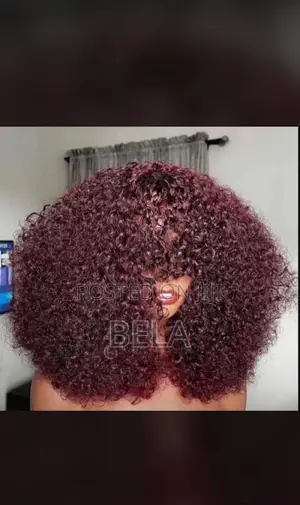 SDD Burgundy Pixie Curls Fringe Hair