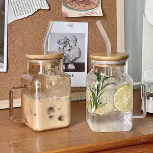 Borosilicate Glass Cup With Straw