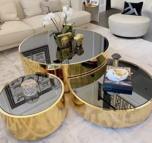 Contemporary Glass Top Center Table 3in1 Set