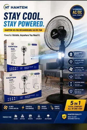 The Hamtem 16-inch Solar Rechargeable Fan