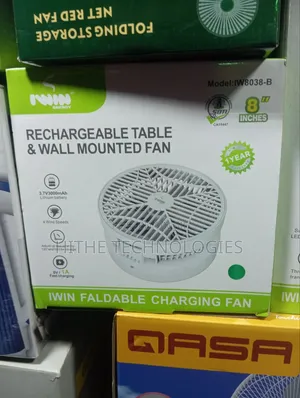 8" Rechargeable Table and Wall Mounted Fan