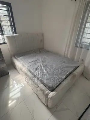 White Boucle Bedframe(mattress Not Included)