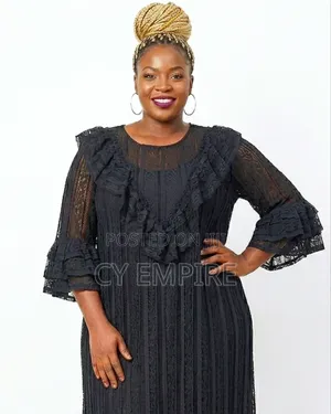 Black Lace Ruffle Gown