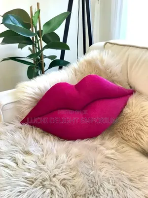Hot Pink Velvet Lip Pillow