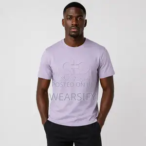 Stretchy Round Neck T-Shirt With Embossed “Cp” Script – Lavender