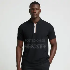 Classic Black Short Sleeve Zip Polo Shirt – Casual Polo