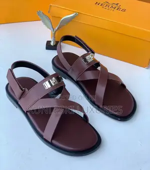 Original Hermes Black Brown Sandals