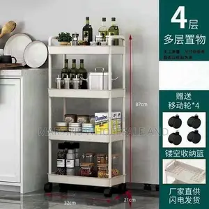 4tier Rolling Plasticstorage Trolley With Hollowedout Shelves and Whee