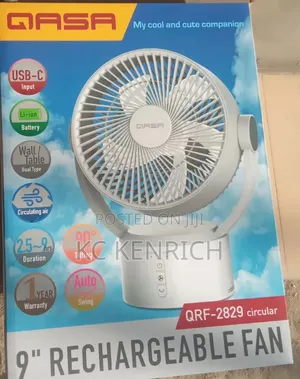 Qasa Rechargeable Table Fan 9 Inch