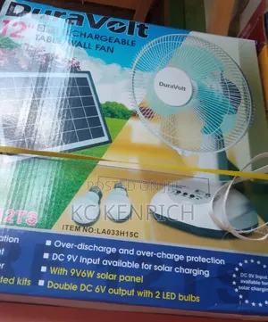 Duravolt Rechargeable Table Fan 12 Inch With Solar and 2 Bulbs