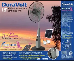 Duravolt 18" 3-in-1 Rechargeable Standing Fan