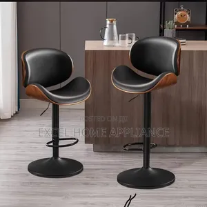 Modern Adjustable Swivel Bar Stools With Walnut Wood Finish