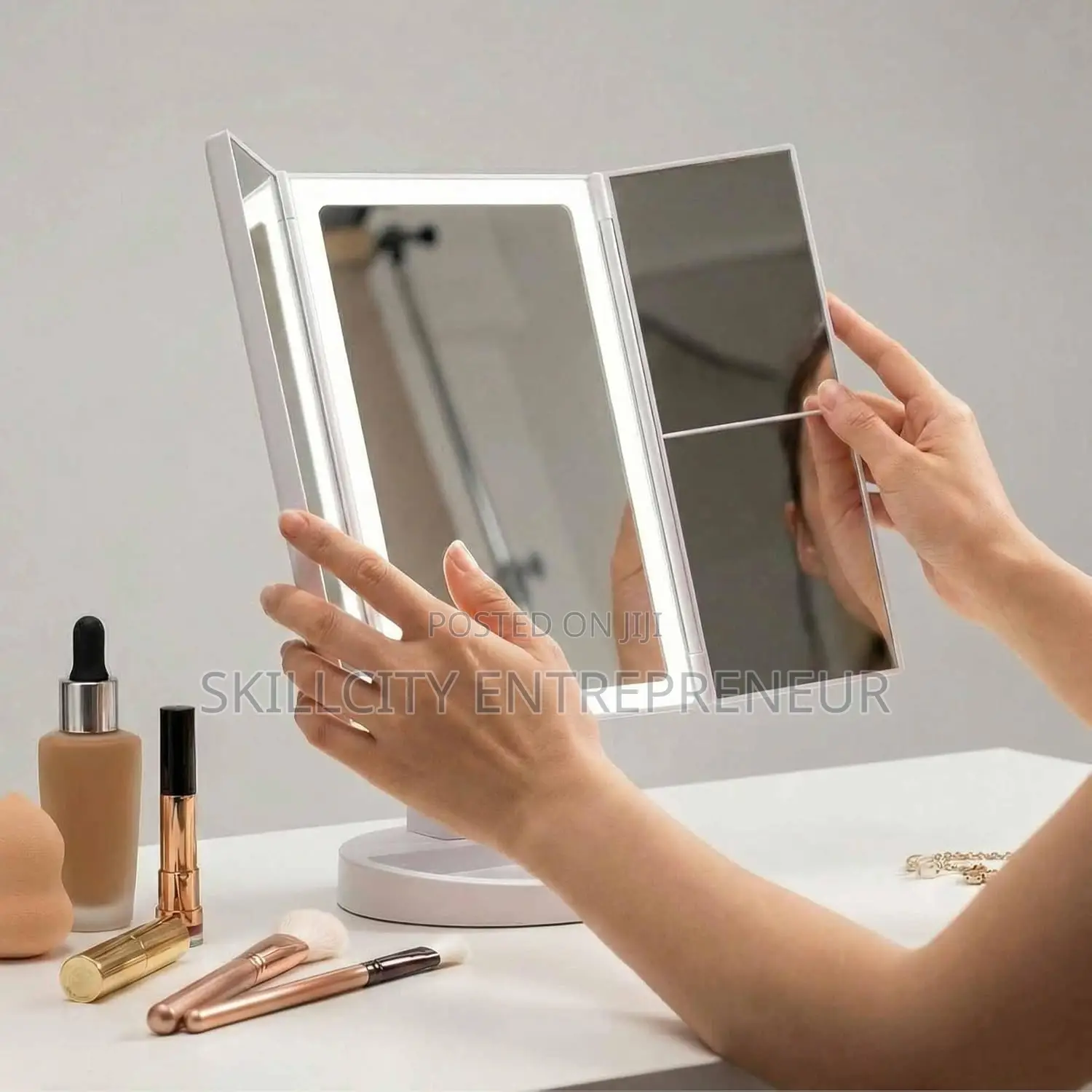 Led Lighted Adjustable Make Up Mirror With Stand
