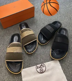 Hermes Quality Luxury Men Genuine Leather Slippers