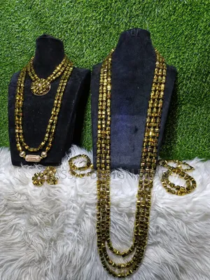 Couple's Set of Beaded Necklace Gold Color