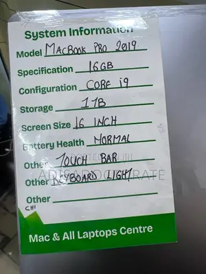 Laptop Apple MacBook Pro 2019 16GB Intel Core i9 SSD 1T
