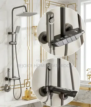 Luxury Gunmetal Grey Piano Key Shower Set Mixer