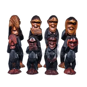 4-Wise Monkeys Wooden Sculpts
