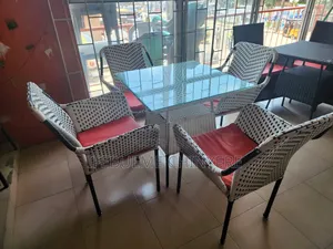 Bistro Black and White With Red Cushion