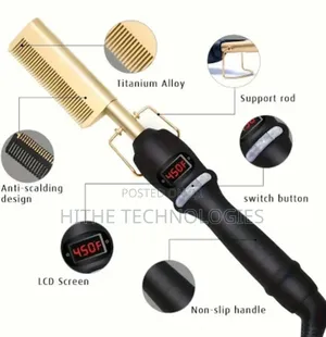 Hot Comb Golden Ceramic Professional Press Comb