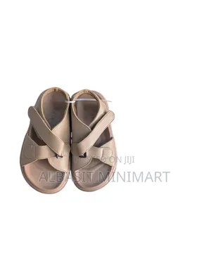 Gold Metallic Velcro Strap Open-Toe Sandals.