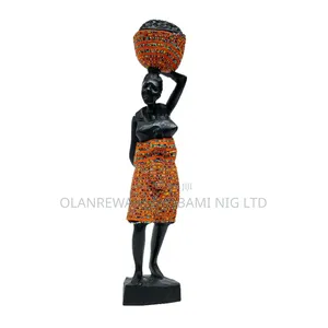 Decorative African Woman Figurine With Beads