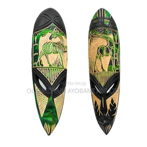 Decorative Green African Wall Mask Set