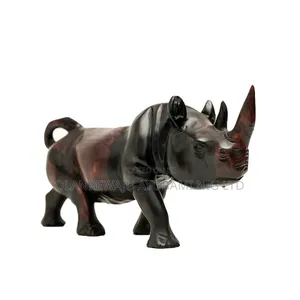 Ebony Wood Rhino Sculpture