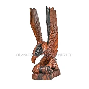 Hand-Carved Wooden Eagle Sculpt Stand