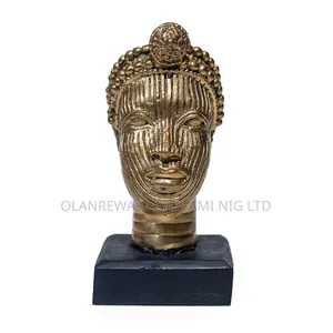 Mini Bronze Olokun Head Stand