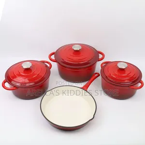 Cisnegro Red Enamel Cast Iron 7-Piece Cookware Set