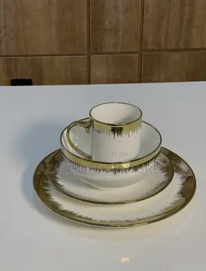 4 in 1 White and Gold Plate