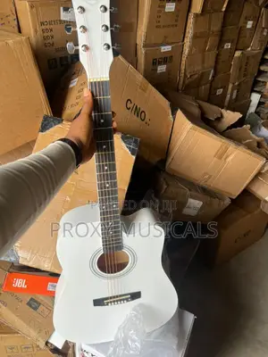 Fully Boxed Professional Acoustic Guitar White