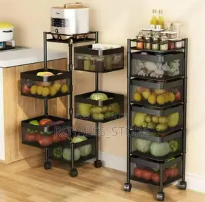 5-Tier Rotating Kitchen Storage Rack Kitchen Trolley