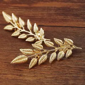 Vintage Wheat Leaf Branch Plated Neck Brooch Collar Pin - 1 Pair