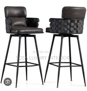 Premium Woven Leather Swivel Bar Stools