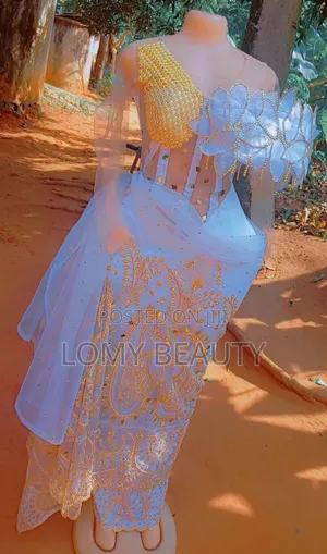 Luxury White Beaded George Lace for Traditional Wedding Bride